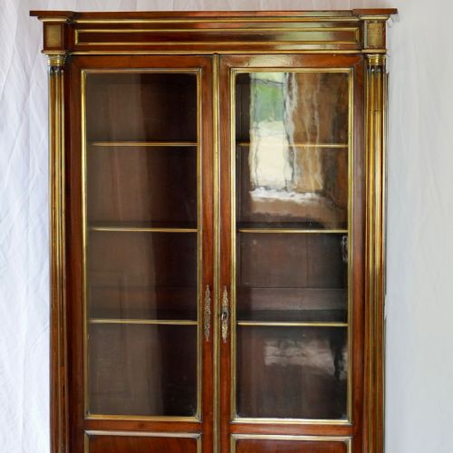 FRENCH DIRECTOIRE STYLE MAHOGANY GLAZED DISPLAY VITRINE CABINET - ADDITIONAL PHOTO 2