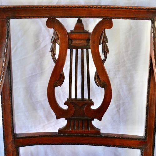 PAIR OF 19TH CENTURY LYRE BACK OPEN ARMCHAIRS - ADDITIONAL PHOTO 2