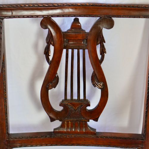 PAIR OF 19TH CENTURY LYRE BACK OPEN ARMCHAIRS - ADDITIONAL PHOTO 3