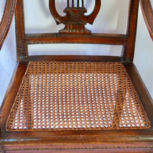 PAIR OF 19TH CENTURY LYRE BACK OPEN ARMCHAIRS - ADDITIONAL PHOTO 9