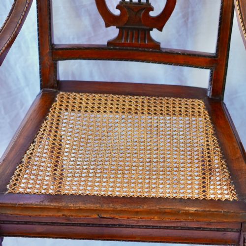 PAIR OF 19TH CENTURY LYRE BACK OPEN ARMCHAIRS - ADDITIONAL PHOTO 10