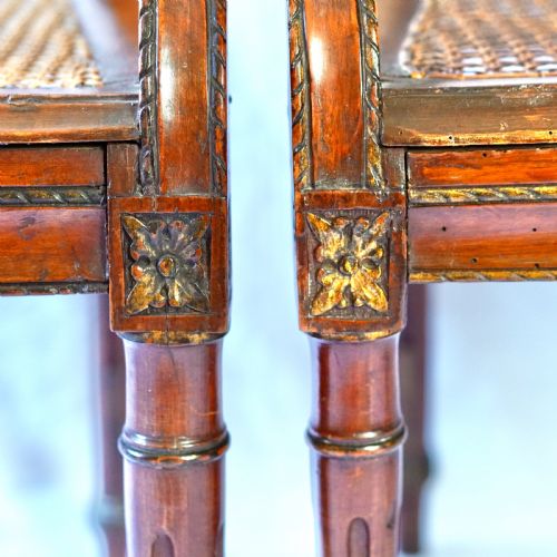 PAIR OF 19TH CENTURY LYRE BACK OPEN ARMCHAIRS - ADDITIONAL PHOTO 11