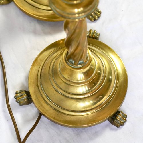 LARGE PAIR OF 19TH CENTURY CONVERTED BRASS ALTAR CANDLESTICK LAMPS - ADDITIONAL PHOTO 8