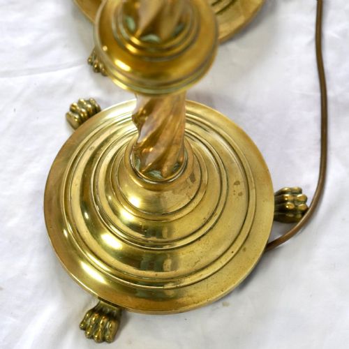 LARGE PAIR OF 19TH CENTURY CONVERTED BRASS ALTAR CANDLESTICK LAMPS - ADDITIONAL PHOTO 9