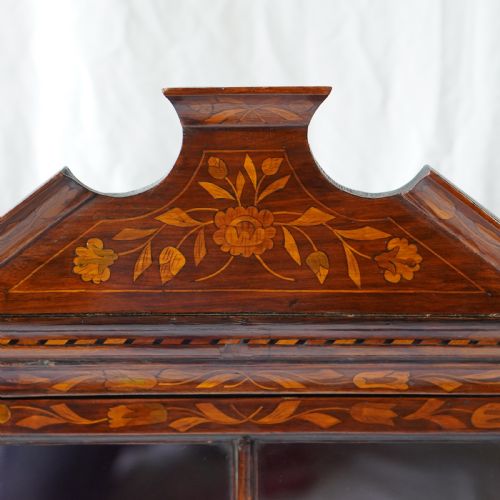 LATE 18TH EARLY 19TH CENTURY DUTCH FLORAL MARQUETRY GLAZED DISPLAY CABINET - ADDITIONAL PHOTO 1