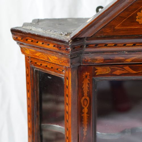 LATE 18TH EARLY 19TH CENTURY DUTCH FLORAL MARQUETRY GLAZED DISPLAY CABINET - ADDITIONAL PHOTO 2
