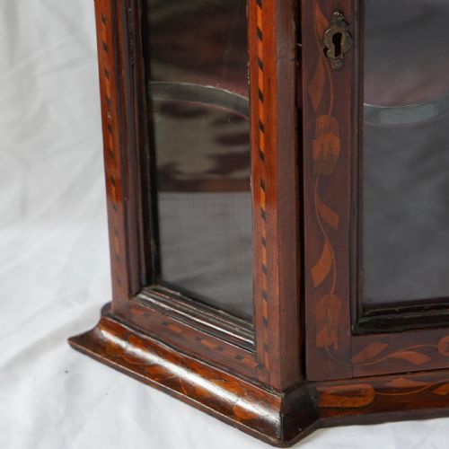 LATE 18TH EARLY 19TH CENTURY DUTCH FLORAL MARQUETRY GLAZED DISPLAY CABINET - ADDITIONAL PHOTO 5