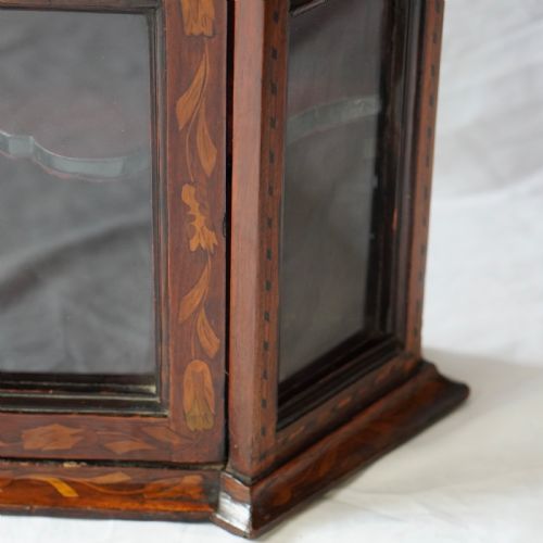 LATE 18TH EARLY 19TH CENTURY DUTCH FLORAL MARQUETRY GLAZED DISPLAY CABINET - ADDITIONAL PHOTO 7