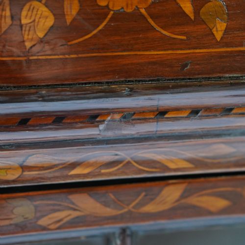 LATE 18TH EARLY 19TH CENTURY DUTCH FLORAL MARQUETRY GLAZED DISPLAY CABINET - ADDITIONAL PHOTO 17