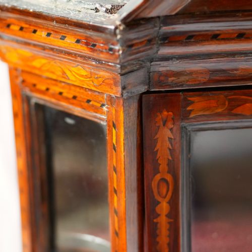 LATE 18TH EARLY 19TH CENTURY DUTCH FLORAL MARQUETRY GLAZED DISPLAY CABINET - ADDITIONAL PHOTO 21