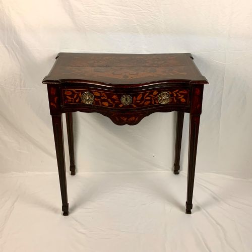 DUTCH WALNUT MARQUETRY SERPENTINE SIDE TABLE C1750 ANTIQUE 18TH CENTURY
