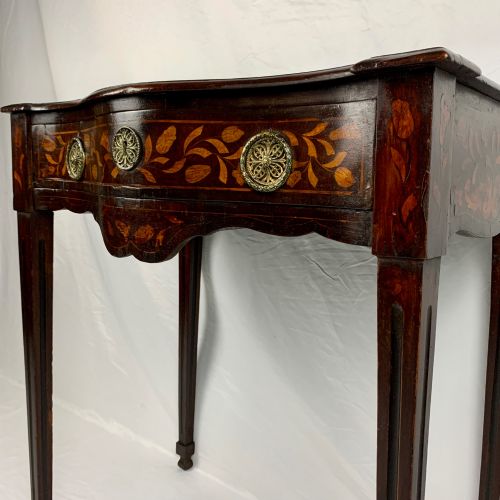 DUTCH WALNUT MARQUETRY SERPENTINE SIDE TABLE C1750 ANTIQUE 18TH CENTURY - ADDITIONAL PHOTO 9