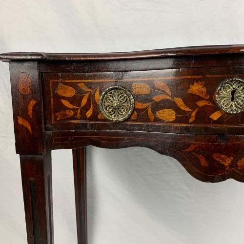 DUTCH WALNUT MARQUETRY SERPENTINE SIDE TABLE C1750 ANTIQUE 18TH CENTURY - ADDITIONAL PHOTO 10