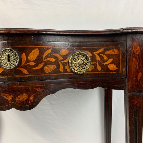 DUTCH WALNUT MARQUETRY SERPENTINE SIDE TABLE C1750 ANTIQUE 18TH CENTURY - ADDITIONAL PHOTO 11