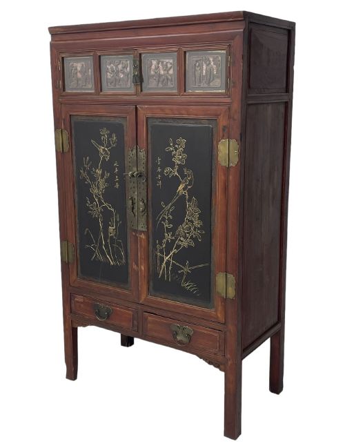 CHINESE QING DYNASTY RED BLACK LACQUER CABINET FUJIAN LATE 19TH CENTURY - ADDITIONAL PHOTO 1