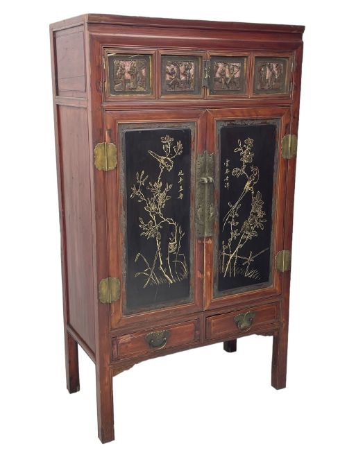 CHINESE QING DYNASTY RED BLACK LACQUER CABINET FUJIAN LATE 19TH CENTURY - ADDITIONAL PHOTO 3