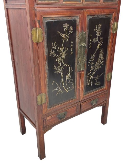 CHINESE QING DYNASTY RED BLACK LACQUER CABINET FUJIAN LATE 19TH CENTURY - ADDITIONAL PHOTO 5