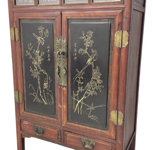 CHINESE QING DYNASTY RED BLACK LACQUER CABINET FUJIAN LATE 19TH CENTURY - ADDITIONAL PHOTO 6
