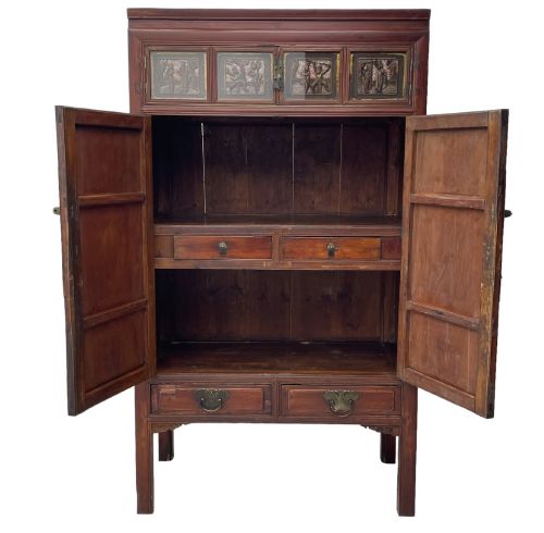 CHINESE QING DYNASTY RED BLACK LACQUER CABINET FUJIAN LATE 19TH CENTURY - ADDITIONAL PHOTO 7