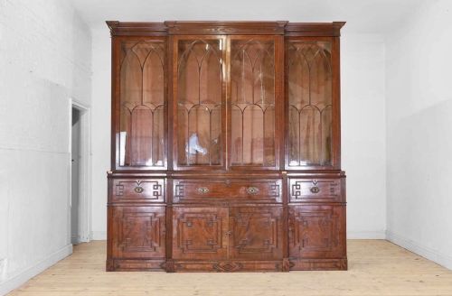 LARGE GEORGE IV MAHOGANY BREAKFRONT LIBRARY BOOKCASE IN THE MANNER OF GILLOWS C1820 - ADDITIONAL PHOTO 1