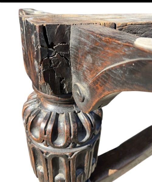 17TH CENTURY OAK ELM REFECTORY TABLE WITH SINGLE PLANK ELM TOP - ADDITIONAL PHOTO 8