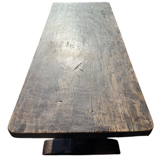 17TH CENTURY OAK ELM REFECTORY TABLE WITH SINGLE PLANK ELM TOP - ADDITIONAL PHOTO 13