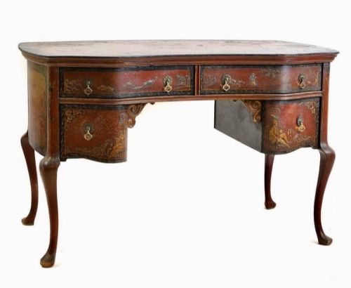 LATE 19TH CENTURY CHINOISERIE LACQUERED KIDNEYSHAPED DRESSING TABLE