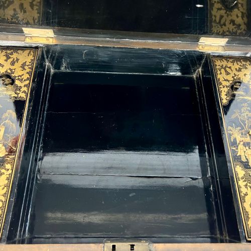 REGENCY CHINESE EXPORT BLACK GILT LACQUER WORK TABLE SEWING TABLE - ADDITIONAL PHOTO 9