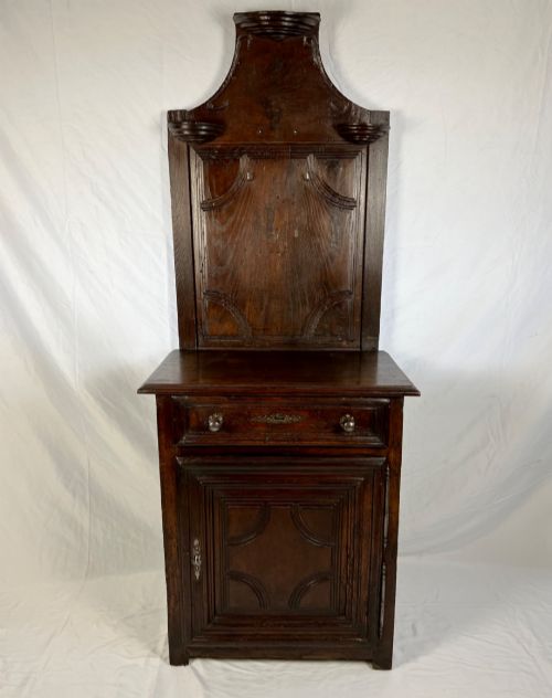 18TH CENTURY FRENCH PROVINCIAL CHESTNUT LAVABO CABINET WITH ORIGINAL PEWTER CISTERN BASIN - ADDITIONAL PHOTO 5