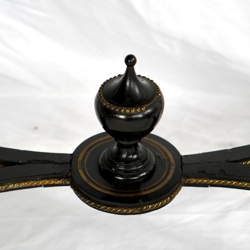 FRENCH NAPOLEON III EBONISED JARDINIRE STAND WITH PAINTED PORCELAIN PLAQUES - ADDITIONAL PHOTO 4