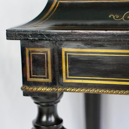 FRENCH NAPOLEON III EBONISED JARDINIRE STAND WITH PAINTED PORCELAIN PLAQUES - ADDITIONAL PHOTO 12