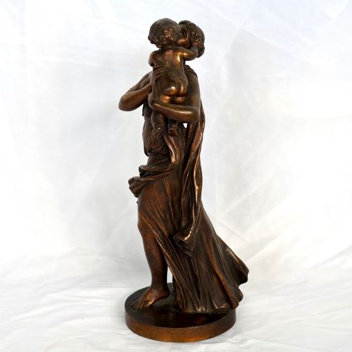 VICTORIAN BRONZE FIGURE OF CLASSICAL MOTHER CHILD GRECIAN SCULPTURE GRAND TOUR - ADDITIONAL PHOTO 2
