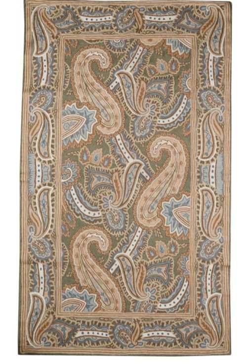 LARGE ANTIQUE CREWELWORK EMBROIDERED PAISLEY TEXTILE PANEL WALL HANGING 151CM