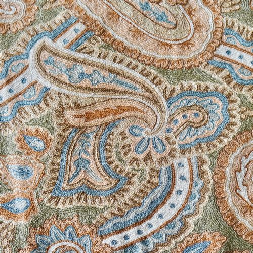 LARGE ANTIQUE CREWELWORK EMBROIDERED PAISLEY TEXTILE PANEL WALL HANGING 151CM - ADDITIONAL PHOTO 8