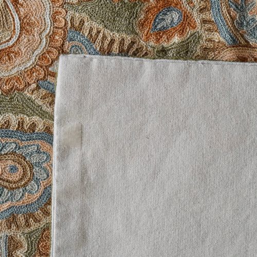 LARGE ANTIQUE CREWELWORK EMBROIDERED PAISLEY TEXTILE PANEL WALL HANGING 151CM - ADDITIONAL PHOTO 11