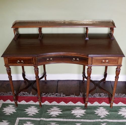 VICTORIAN COLLINSON LOCK ROSEWOOD WRITING TABLE DESK BRASS INLAID C1880 - ADDITIONAL PHOTO 1