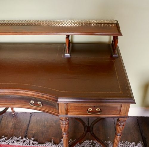 VICTORIAN COLLINSON LOCK ROSEWOOD WRITING TABLE DESK BRASS INLAID C1880 - ADDITIONAL PHOTO 3