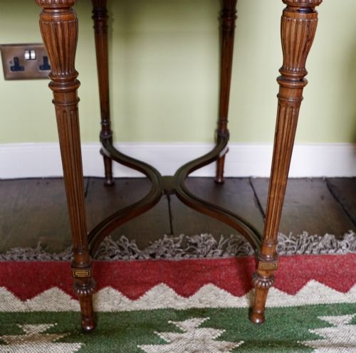 VICTORIAN COLLINSON LOCK ROSEWOOD WRITING TABLE DESK BRASS INLAID C1880 - ADDITIONAL PHOTO 8