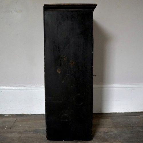 ORIENTAL STYLE EBONISED PAINTED WALL CUPBOARD CABINET WITH HAND PAINTED BIRD KEY - ADDITIONAL PHOTO 12