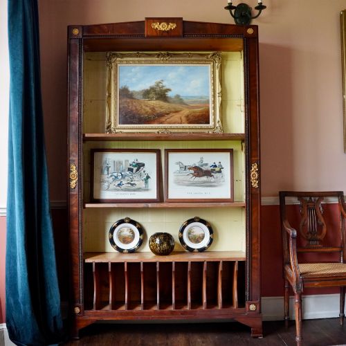 19TH CENTURY FRENCH EMPIRE STYLE ROSEWOOD OPEN BOOKCASE BRASS MOUNTED ADJUSTABLE SHELVES - ADDITIONAL PHOTO 1