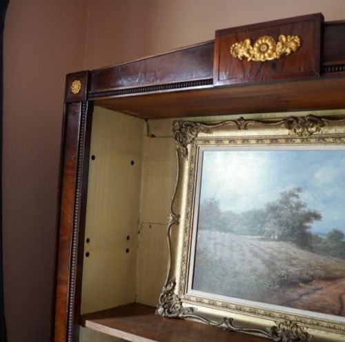 19TH CENTURY FRENCH EMPIRE STYLE ROSEWOOD OPEN BOOKCASE BRASS MOUNTED ADJUSTABLE SHELVES - ADDITIONAL PHOTO 2