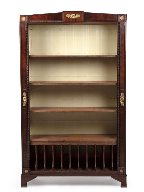 19TH CENTURY FRENCH EMPIRE STYLE ROSEWOOD OPEN BOOKCASE BRASS MOUNTED ADJUSTABLE SHELVES