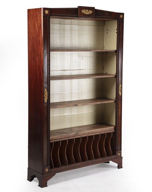 19TH CENTURY FRENCH EMPIRE STYLE ROSEWOOD OPEN BOOKCASE BRASS MOUNTED ADJUSTABLE SHELVES - ADDITIONAL PHOTO 9