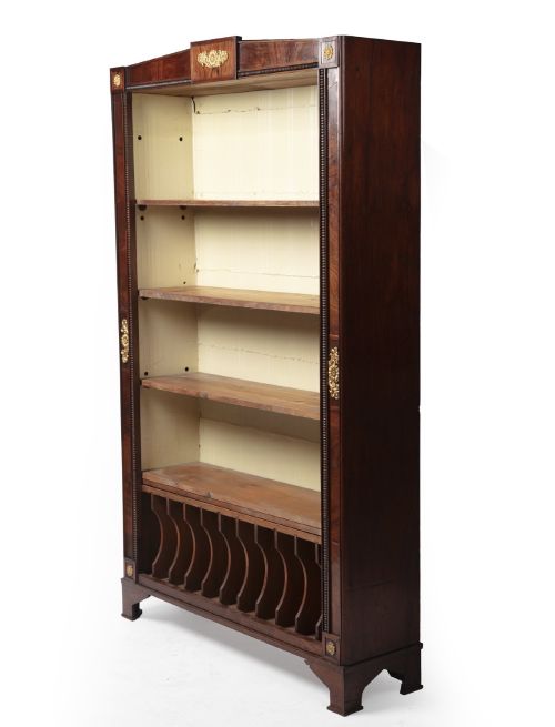 19TH CENTURY FRENCH EMPIRE STYLE ROSEWOOD OPEN BOOKCASE BRASS MOUNTED ADJUSTABLE SHELVES - ADDITIONAL PHOTO 10