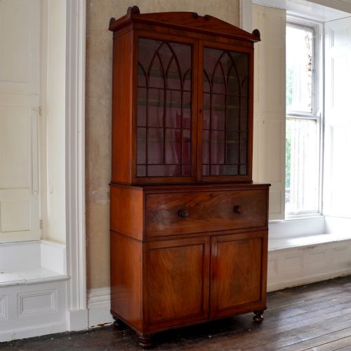 GEORGE IV FIGURED MAHOGANY SECRETAIRE BOOKCASE - ADDITIONAL PHOTO 2