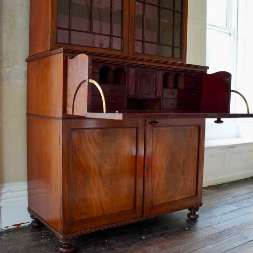 GEORGE IV FIGURED MAHOGANY SECRETAIRE BOOKCASE - ADDITIONAL PHOTO 8