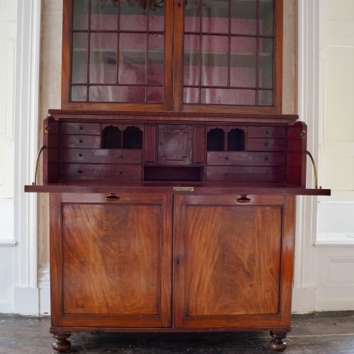 GEORGE IV FIGURED MAHOGANY SECRETAIRE BOOKCASE - ADDITIONAL PHOTO 10