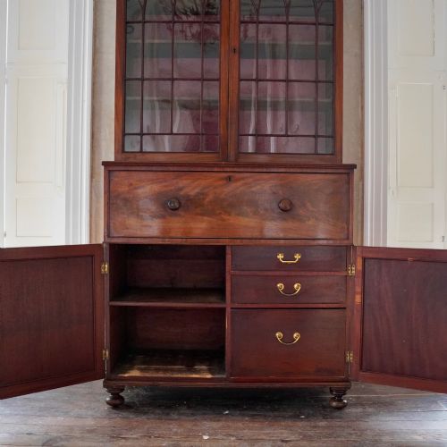 GEORGE IV FIGURED MAHOGANY SECRETAIRE BOOKCASE - ADDITIONAL PHOTO 12