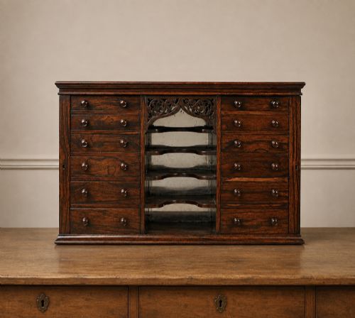 Regency Rosewood Collector's Cabinet Mirrored Wellington Chest