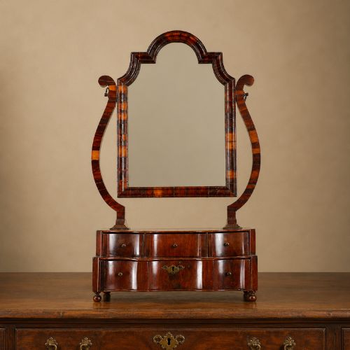 Queen Anne Walnut & Laburnum Toilet Mirror